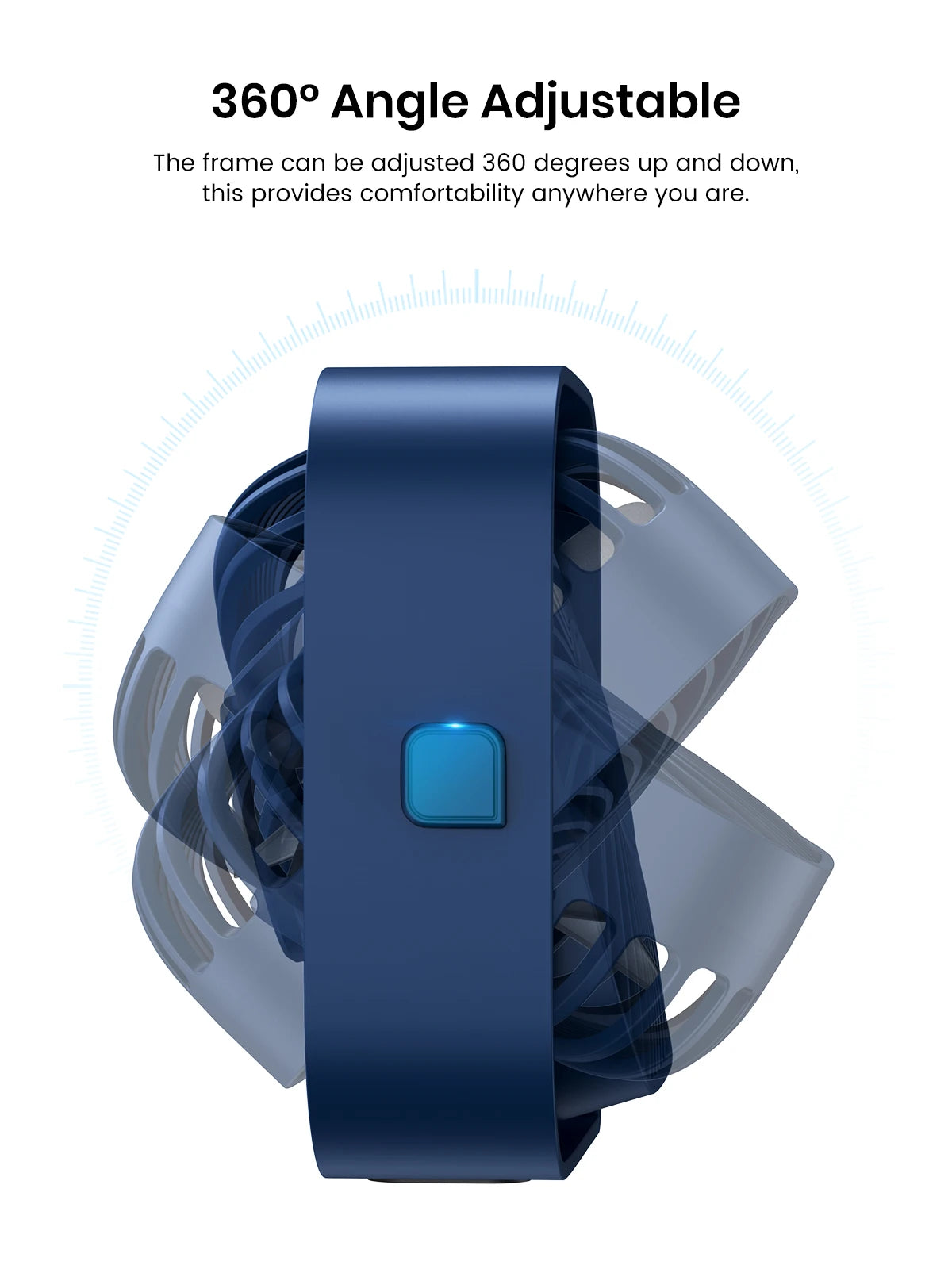 Portable USB Desk Fan with Strong Airflow Quiet Operation Three Speed and 360 Degree Rotating Head