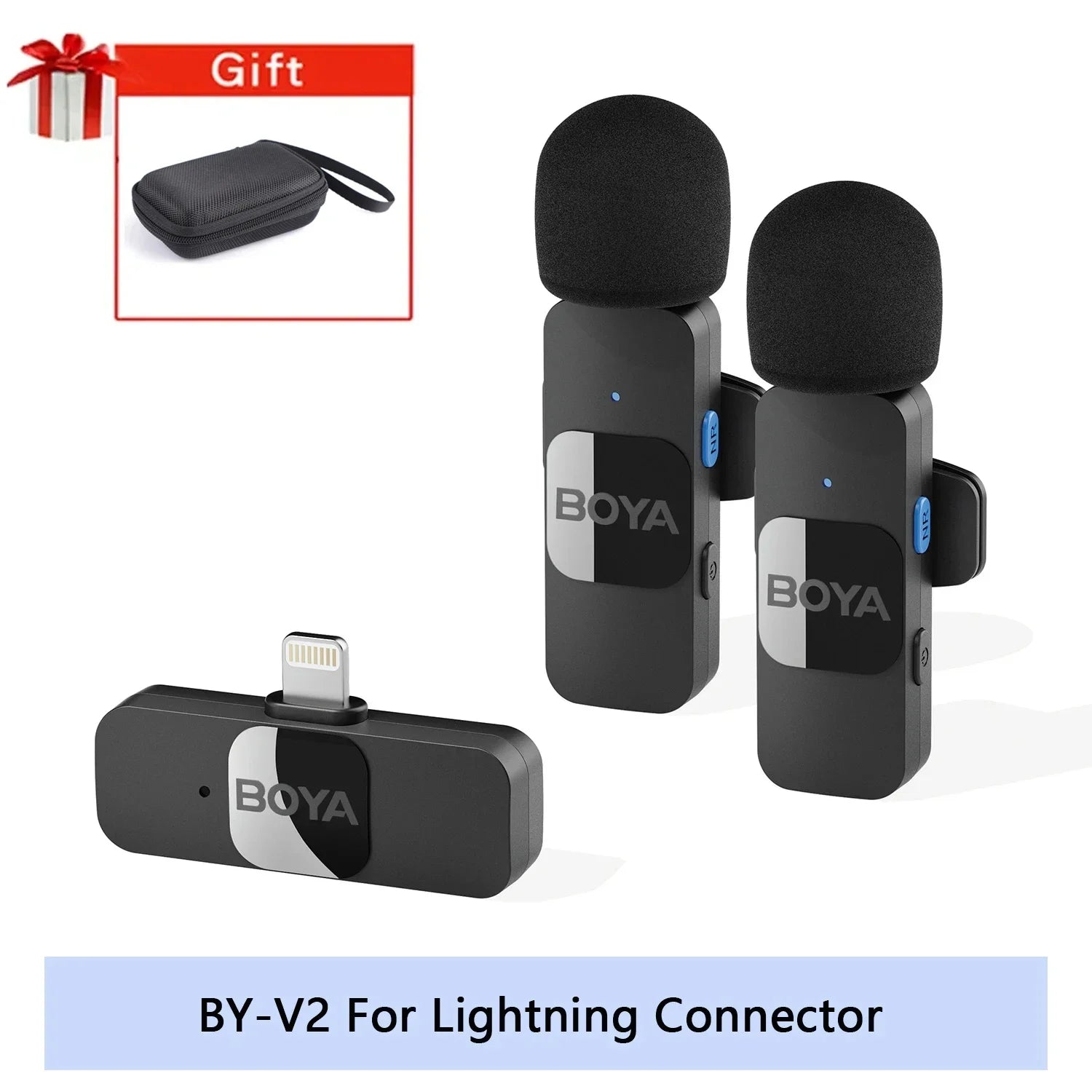 BOYA BY-V Wireless Lavalier Microphone for iPhone Android USB-C Devices Vlogging Recording Streaming