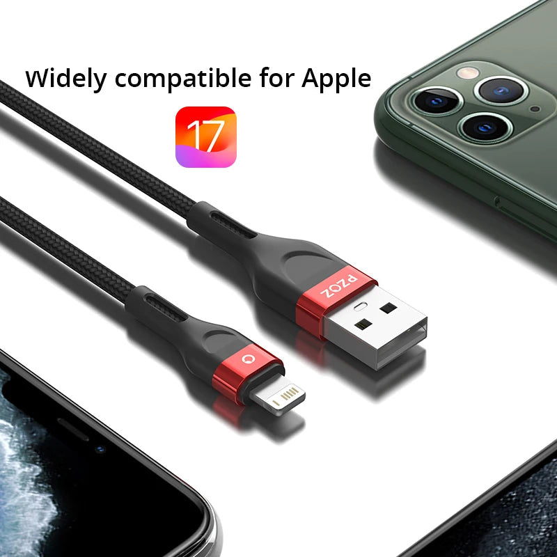 Fast Charging Braided USB A Cable for iPhone and iPad – 2m 3m Durable Cable for Apple Devices