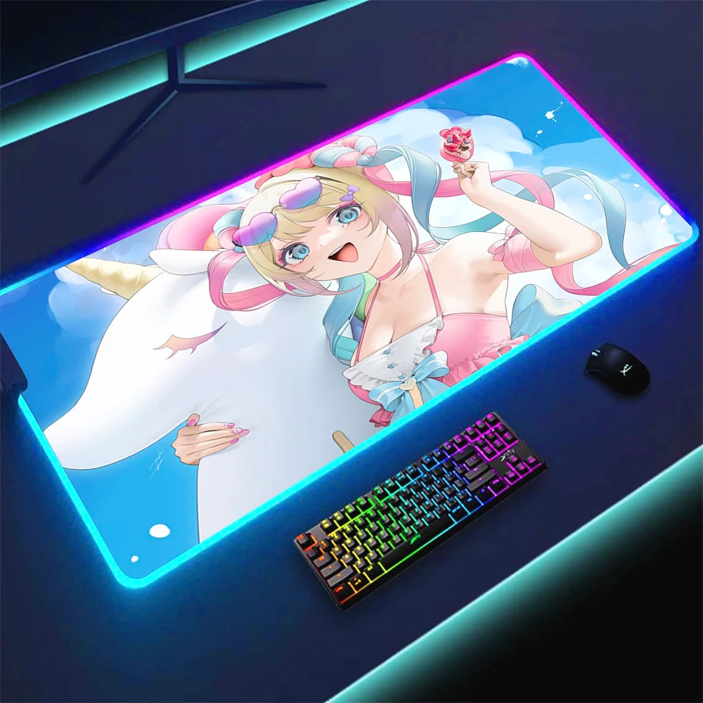Extended RGB Gaming Mouse Mat with LED Lighting Extra Large Waterproof Non Slip Rubber Surface