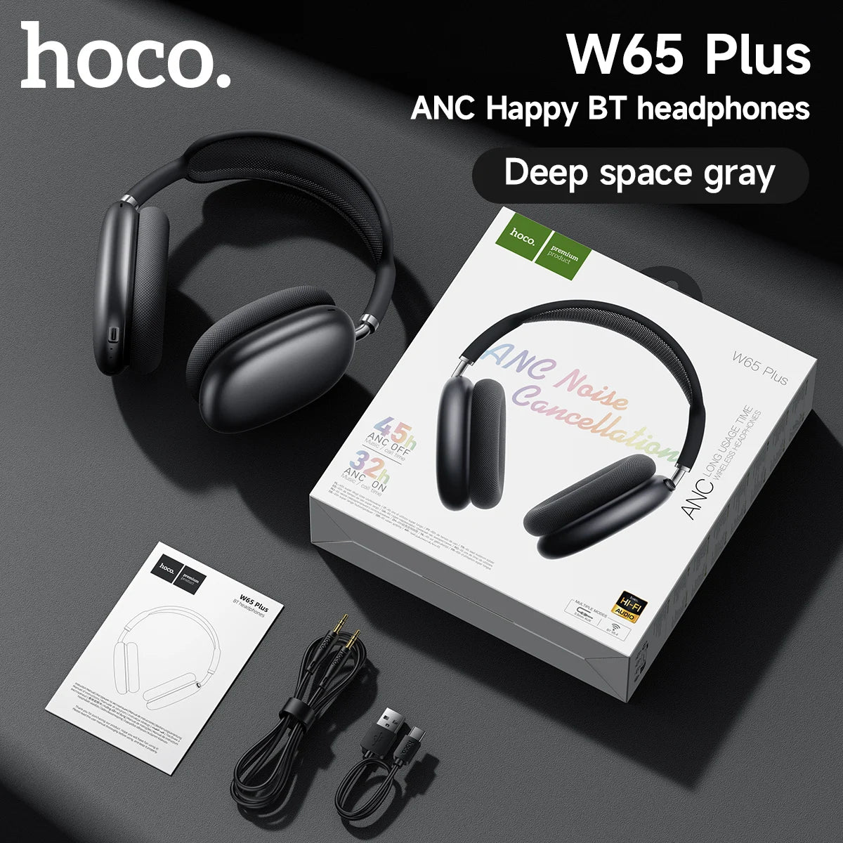 Wireless Over-Ear Headphones with Active Noise Cancelling Bluetooth and HiFi Sound