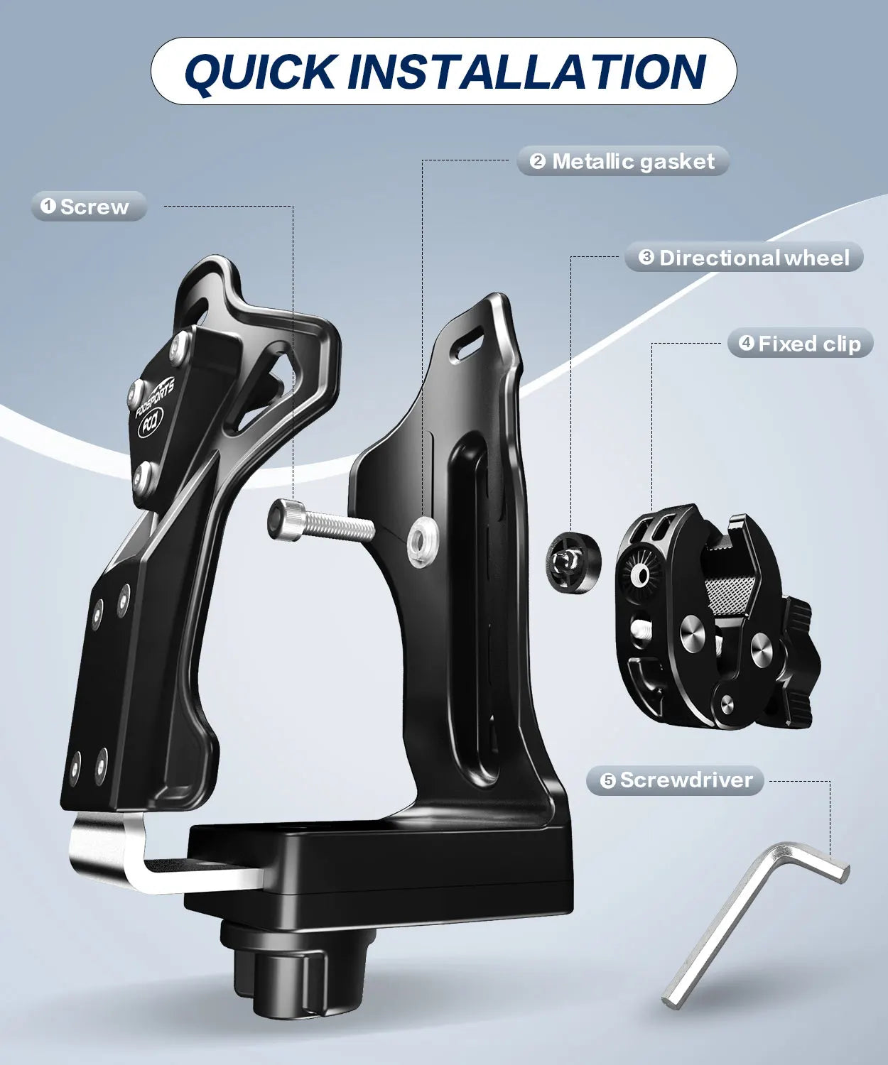 Universal Motorcycle and Bicycle Adjustable Water Bottle Holder with 360 Degree Rotation