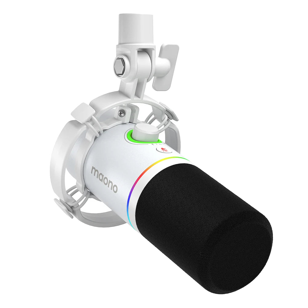 XLR USB Dynamic Gaming Microphone Metal Streaming Recording Mic with RGB Lighting Gain Knob