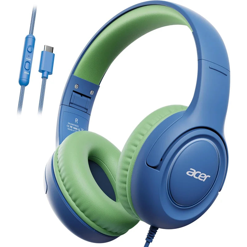 Kids Wired On Ear Headphones with Safe Volume Limiter and 3.5mm Jack for School and Play