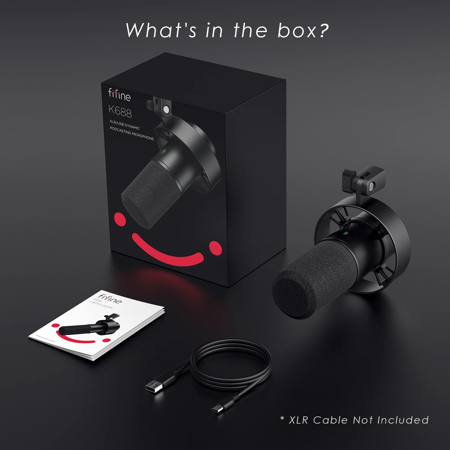 FIFINE K688W Dynamic USB/XLR Microphone with Gain, Touch-Mute & Headphone Jack