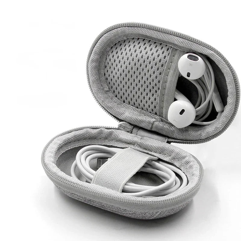Small Hard Shell Earphone Storage Case for Cables Chargers and Mini Tech Accessories Travel Pouch