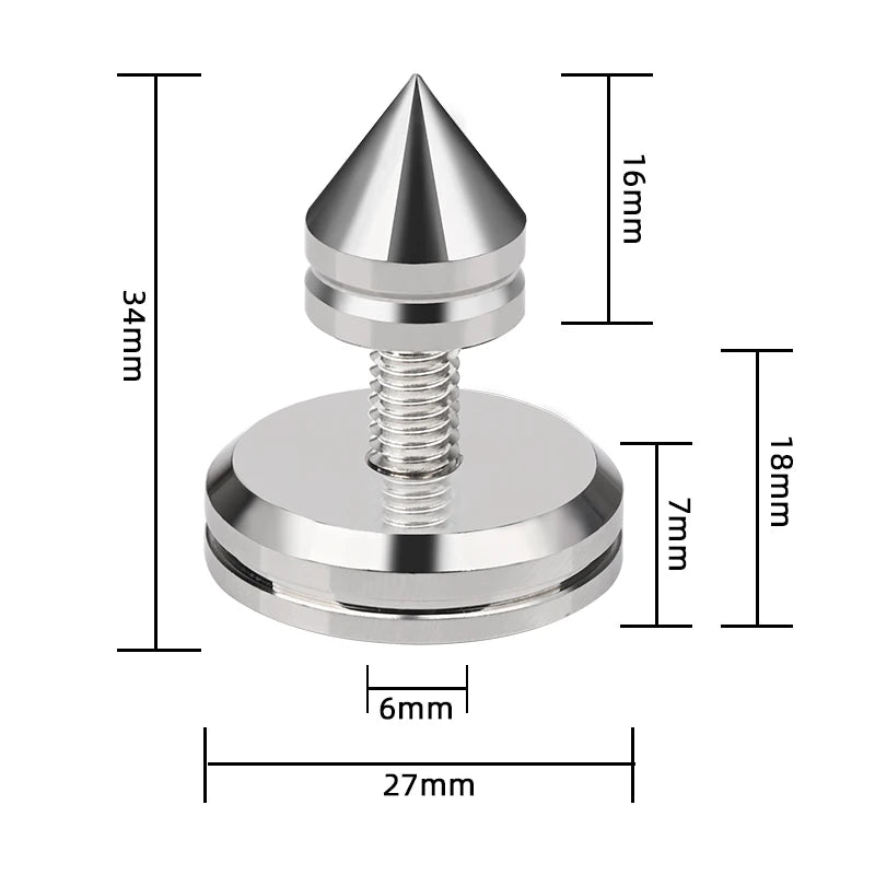 Pure Copper Rhodium Plated Isolation Feet and Damping Spikes for Amplifiers and Speakers