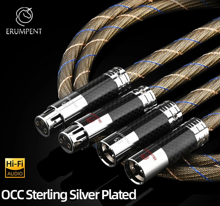 Premium Sterling Silver Plated Balanced XLR Male to Female Audio Cable for Studio and HiFi Use