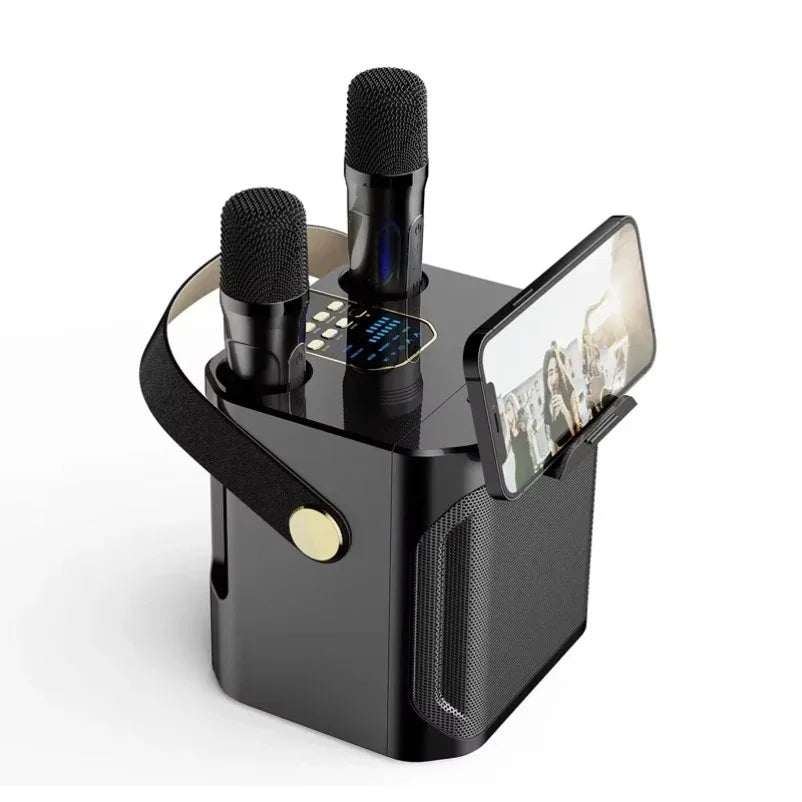 Premium Portable Bluetooth Karaoke Speaker with 360 Stereo Sound and Dual Microphones