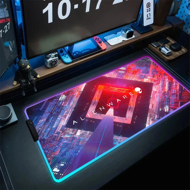 Large RGB LED Mouse Pad with Non-Slip Base, Waterproof Gaming Desk Mat for PC and Laptop Setup