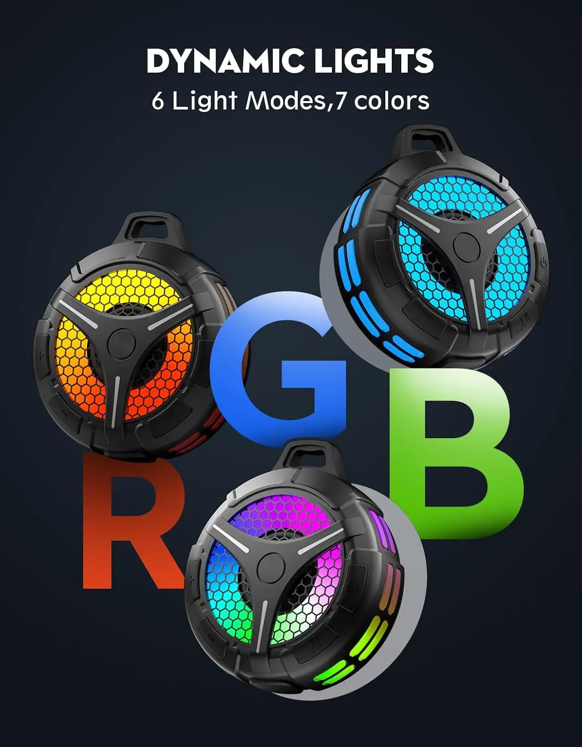 Portable Bluetooth Shower Speaker with IPX7 Waterproof Design and LED Light Display