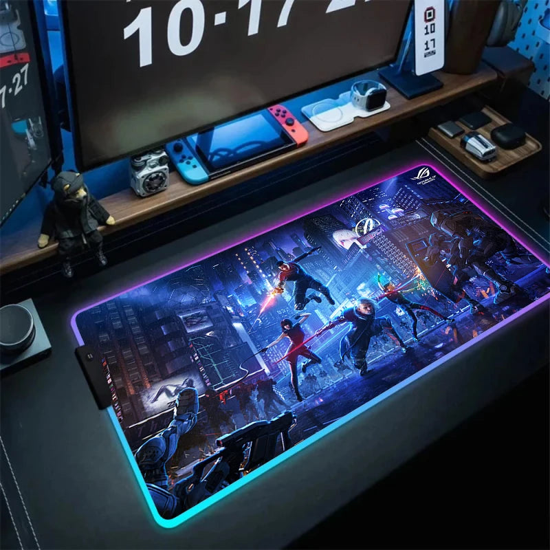 Large RGB Gaming Mouse Pad with Backlight Non Slip Surface for Keyboard and Desk Protection