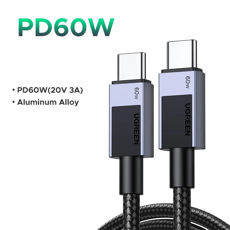 USB-C to USB-C 60W Fast Charging Data Cable for iPhone Samsung iPad MacBook Laptop