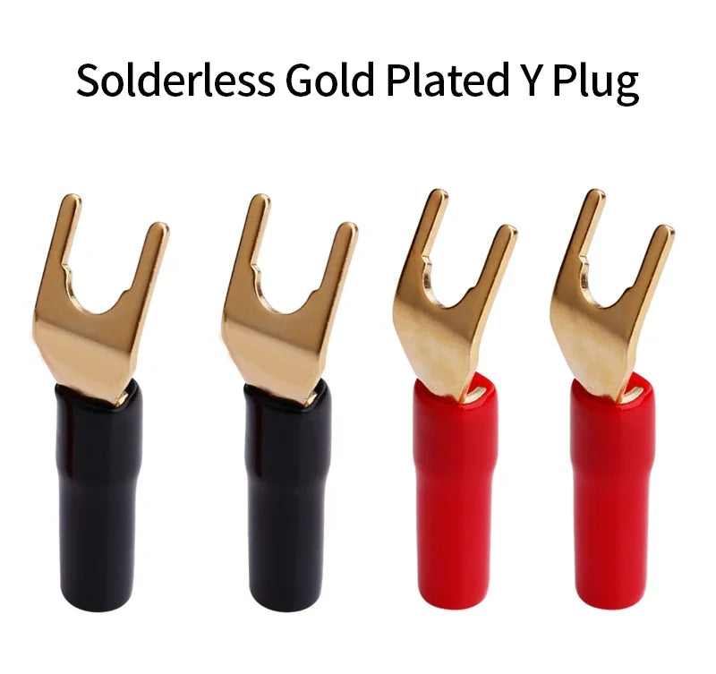 8PCS Gold Plated Copper Banana Plugs U Y Type Speaker Wire Connectors for Audio Systems
