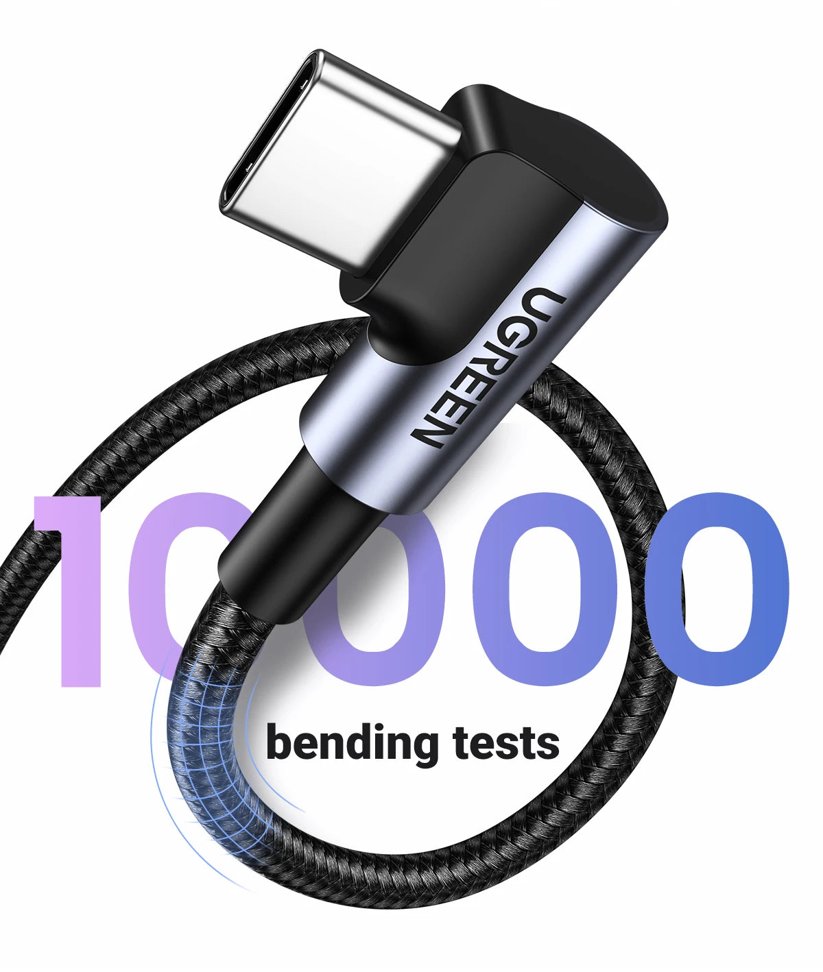 90 Degree USB-C to USB-C Fast Charge Cable 3A Nylon Right Angle Gaming Data Lead 480Mbps