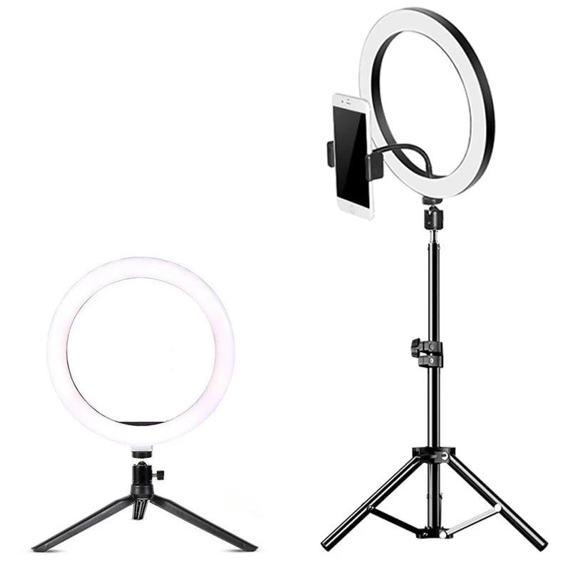 LED Ring Light with Tripod and Phone Holder for Video Streaming Makeup and Photography