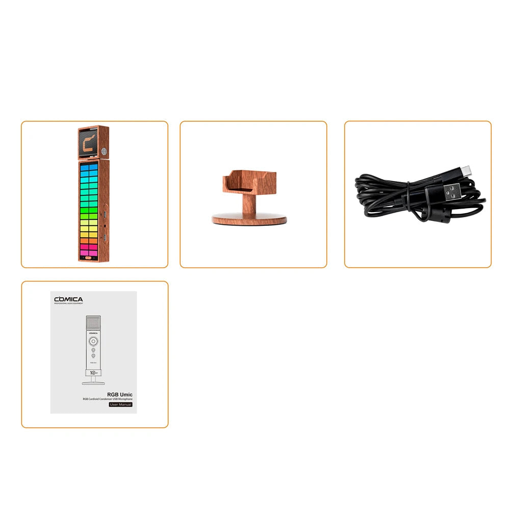 RGB USB Cardioid Condenser Microphone with Adjustable RGB Lighting for Streaming Podcast Gaming