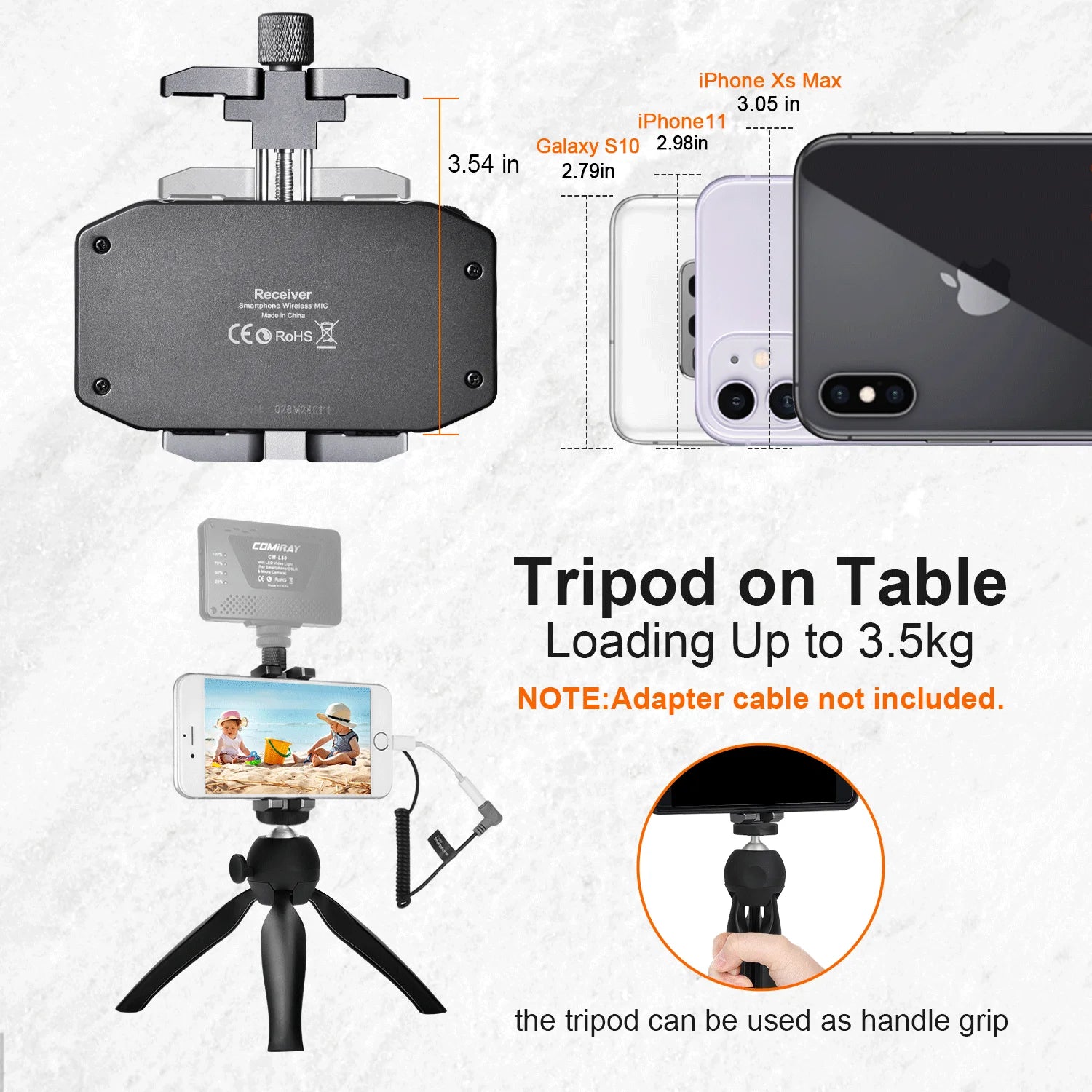 UHF Wireless Handheld Condenser Microphone 6 Channel Set for Smartphones Cameras and Devices