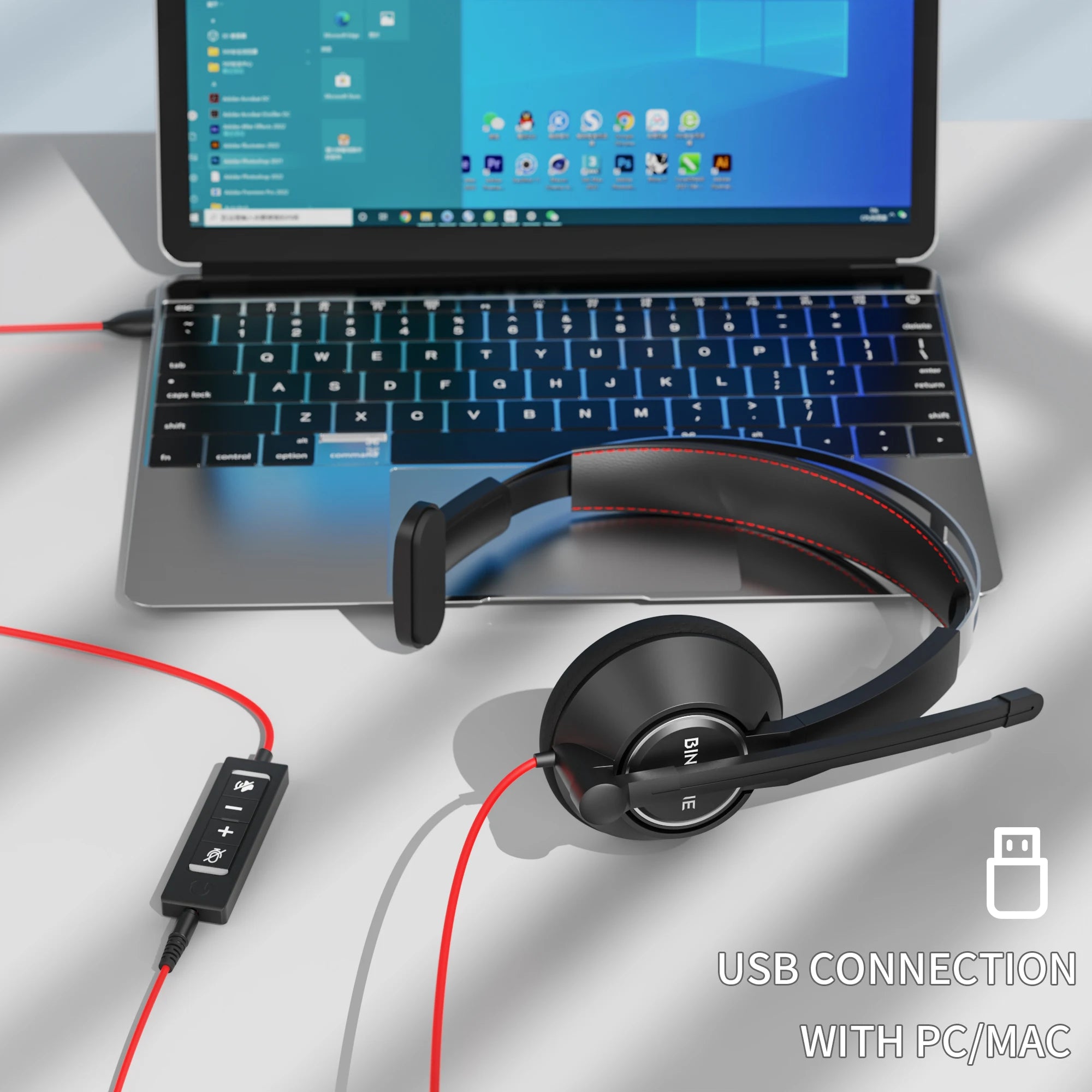 Wired Headset with Noise Cancelling Microphone for Laptop PC and Office Video Calls