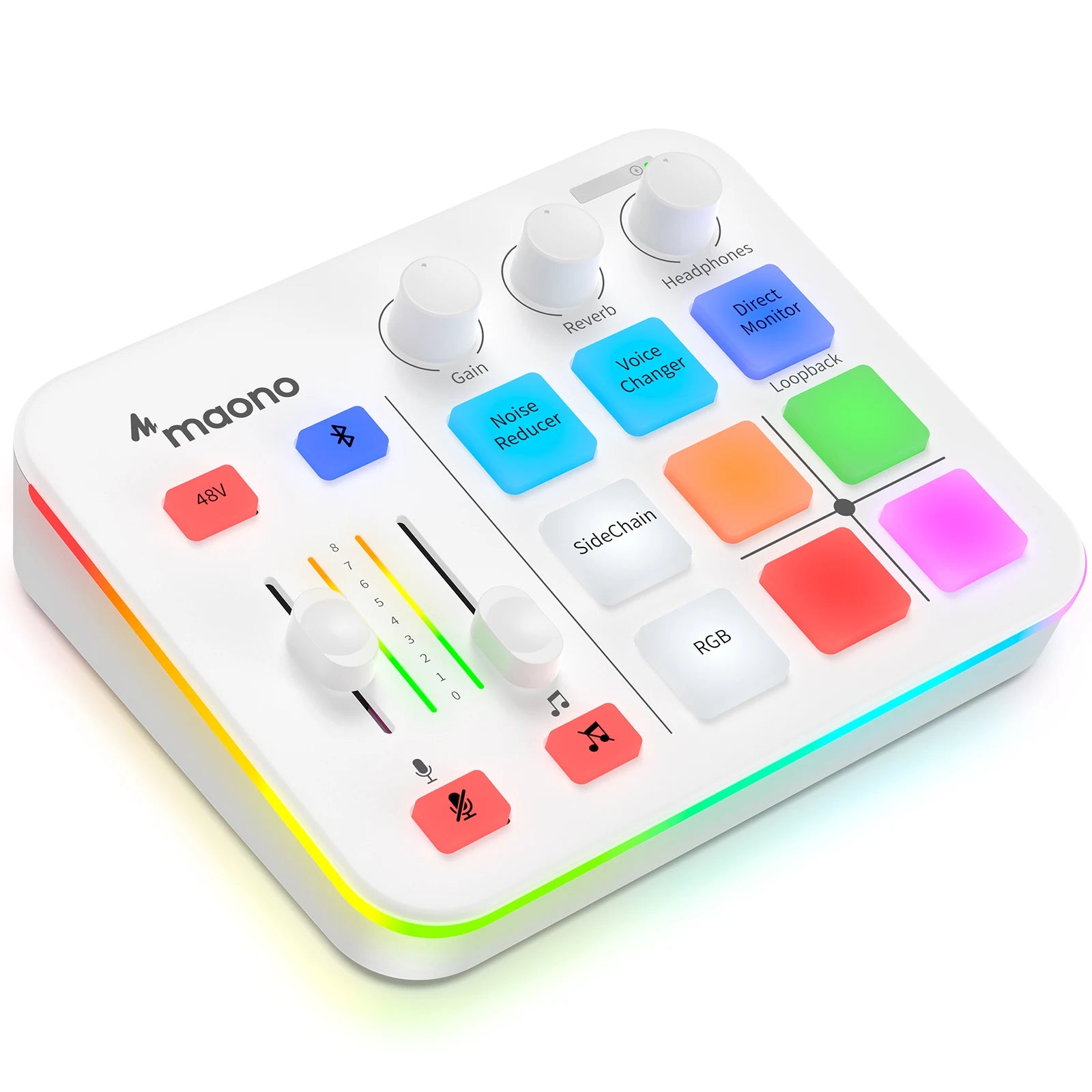 Audio Mixer with XLR Microphone Interface RGB Sound Effects for Streaming, Gaming and Podcasting