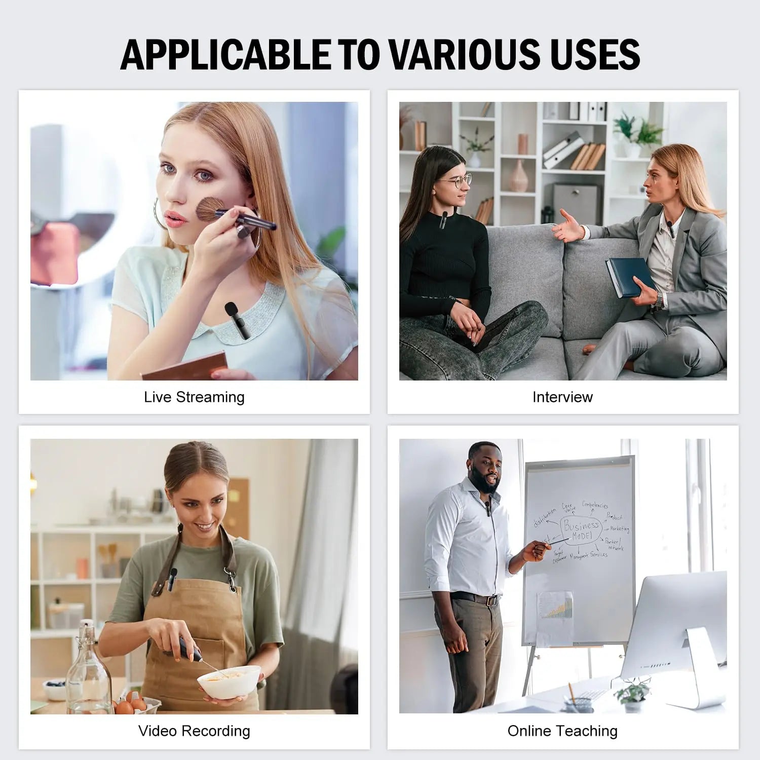 Wireless Lavalier Microphone Set for iPhone & Type-C Devices with Noise Reduction & Wind Protection