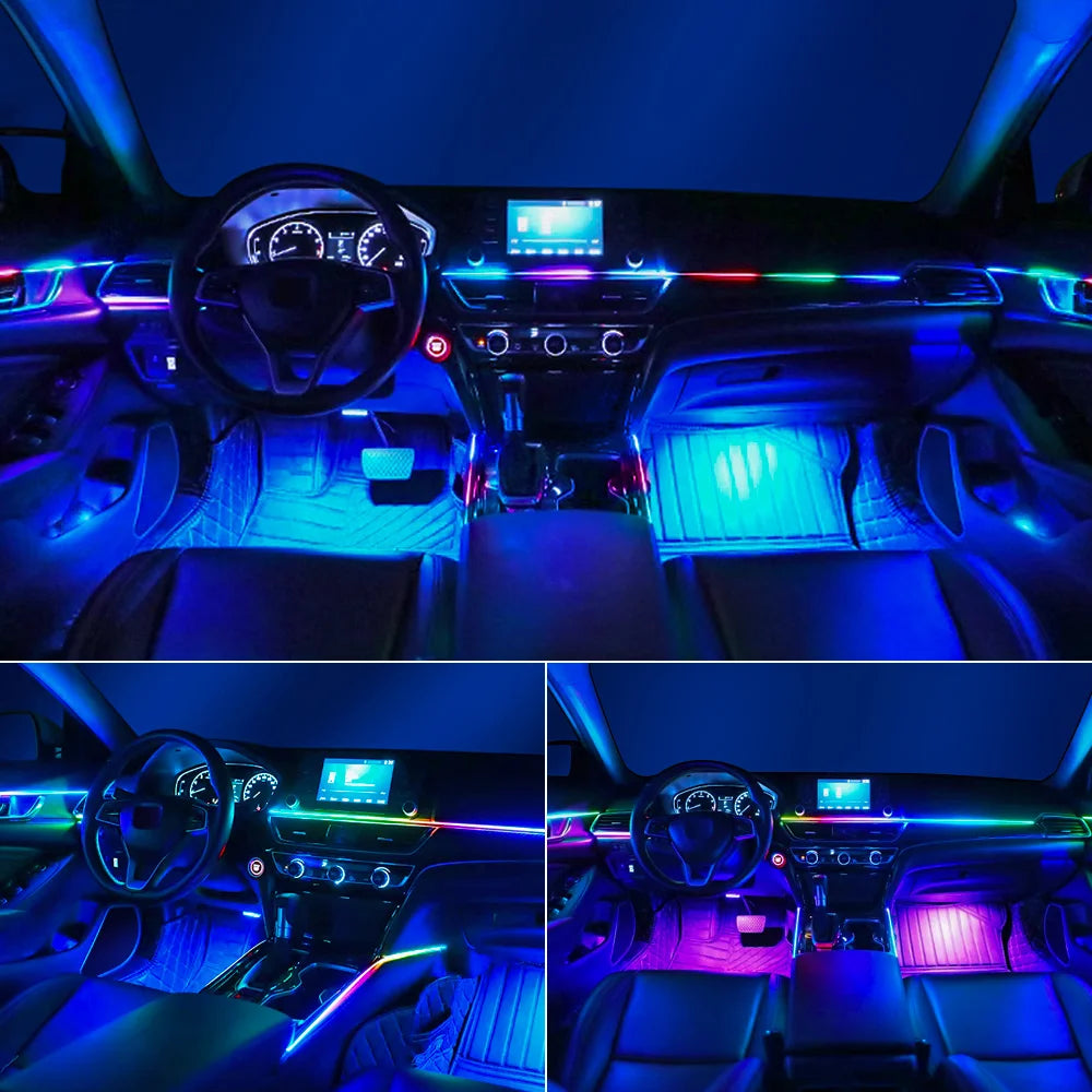 LED Acrylic Car Ambient Light Kit with RGB Colour Symphony and App Touch Control