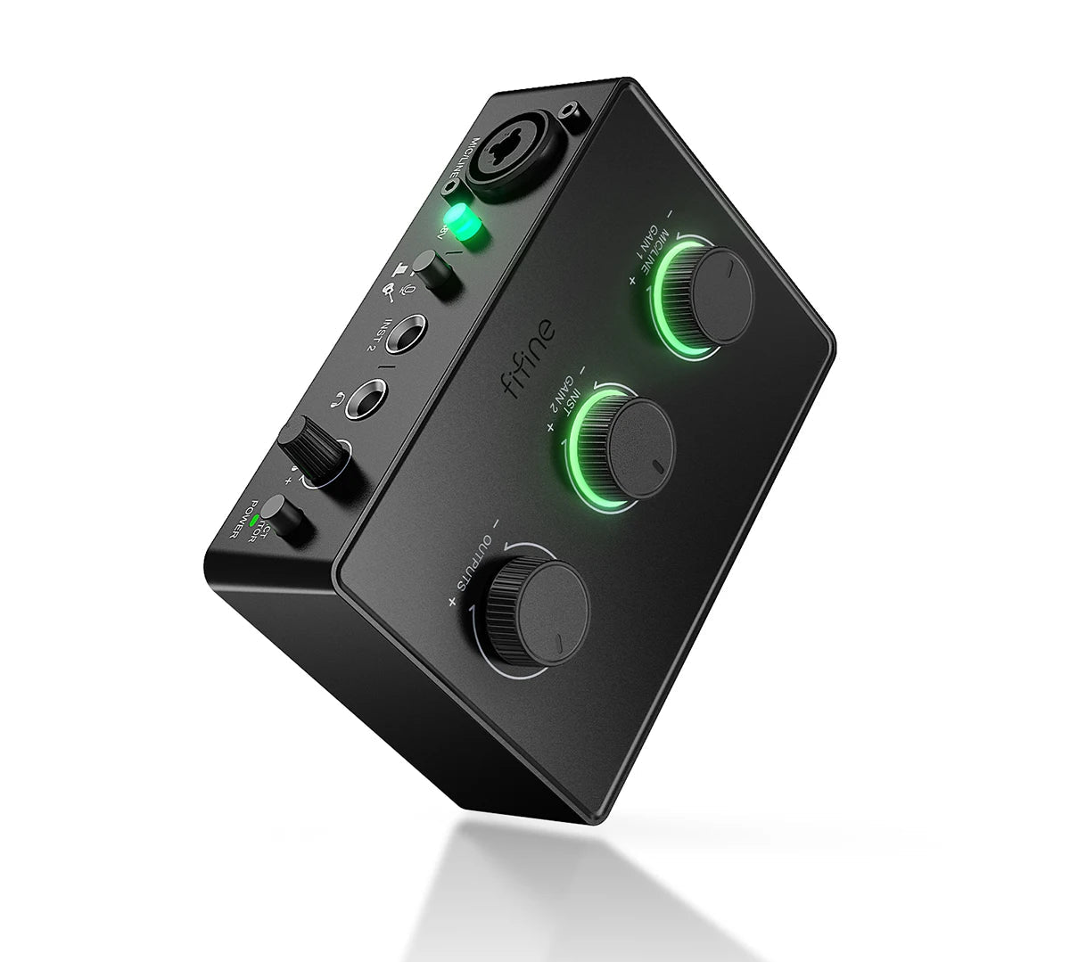 XLR Audio Interface Sound Mixer with 48V Phantom Power, Gain Control for Podcasting & Recording