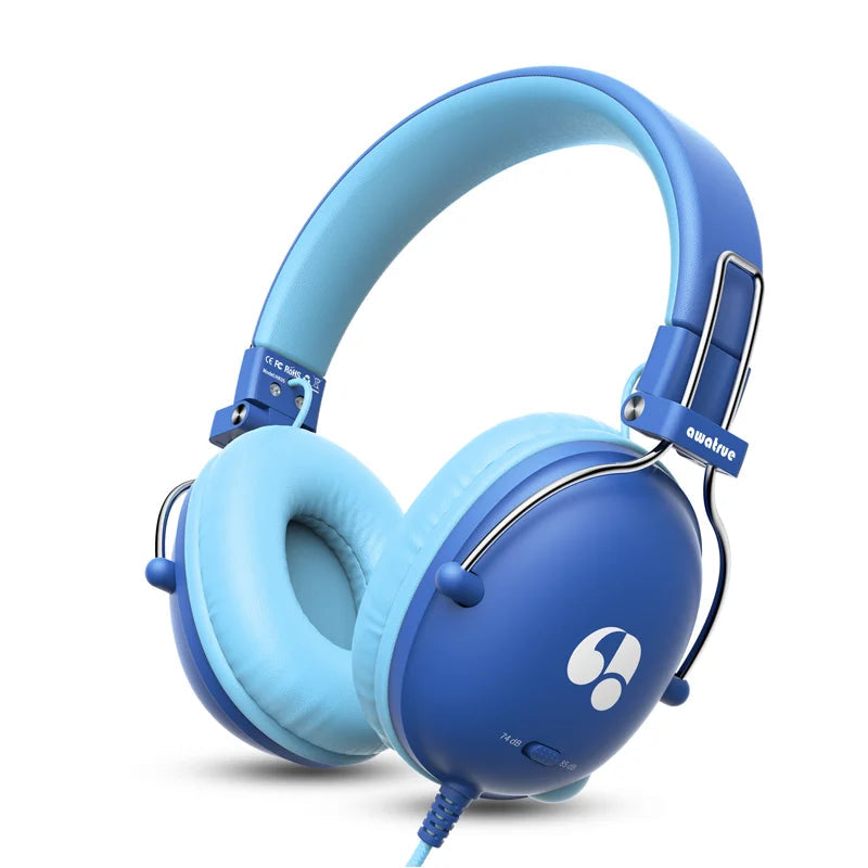 Kids Wired Study Headphones with Safe 74dB/85dB Volume Limiter for Music and Learning