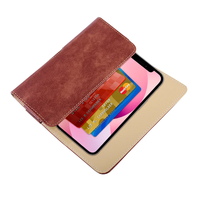 Leather Waist Belt Clip Phone Pouch Compatible with 4.7 to 6.5 Inch Smartphones in Black or Brown