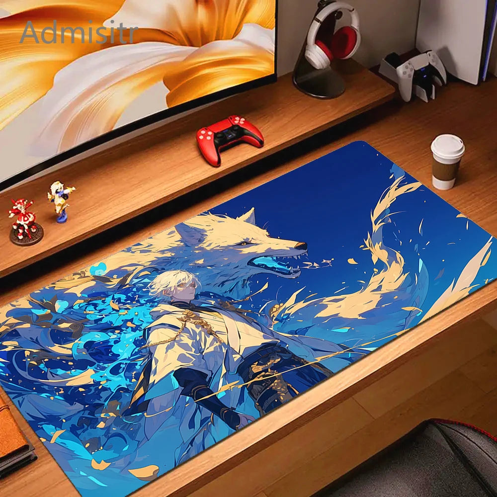 Kawaii Anime Pink Fox Mouse Pad Extra Large Natural Rubber Non-Slip Desk Mat for Gaming and Office