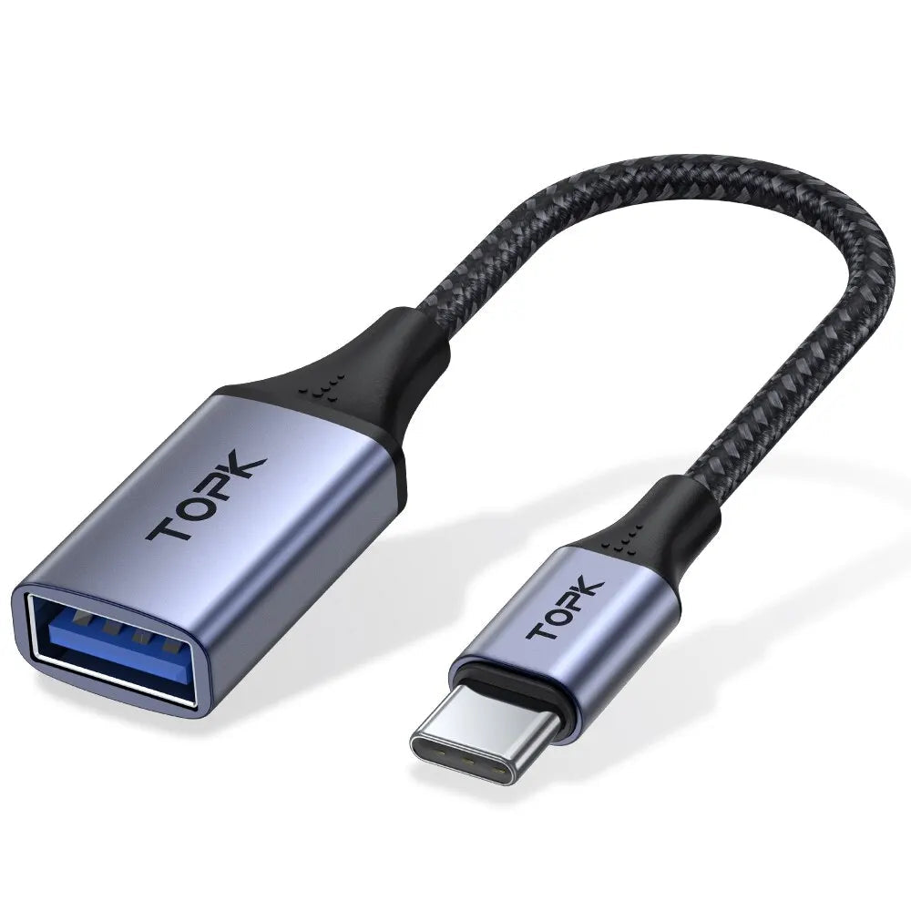 USB-C Male to USB-A Female OTG Adapter Cable for Universal Devices, Fast Data Transfer & Charging