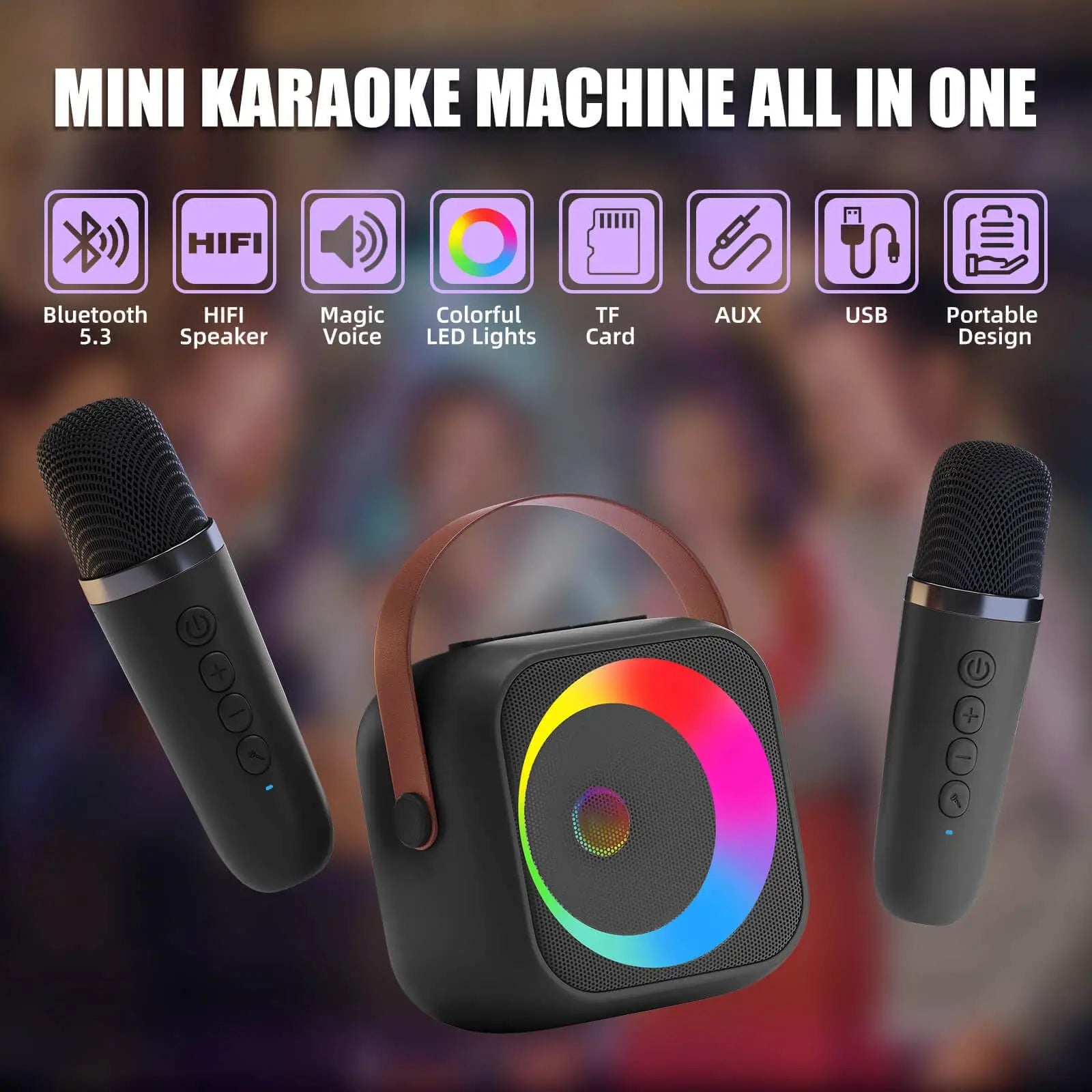 Portable Kids Karaoke Machine with Bluetooth Speaker and 1–2 Wireless Mics for Parties and Gifts
