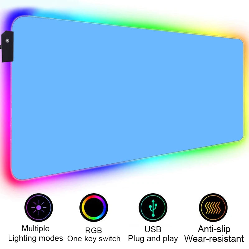 Large RGB Gaming Mouse Pad with LED Backlight Non-Slip Surface for Keyboard and Desk Setup