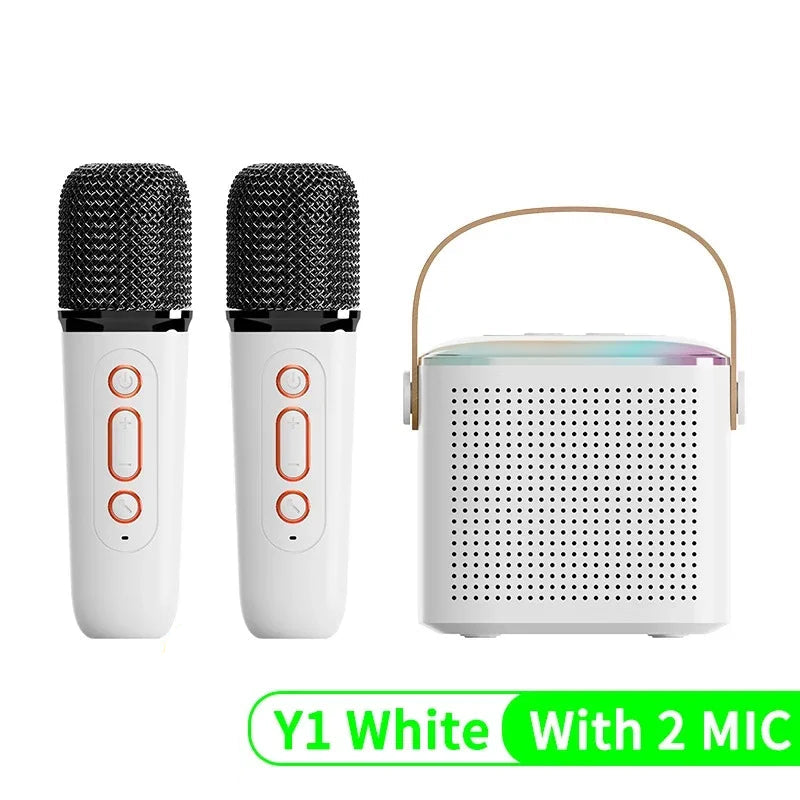 Wireless Portable Karaoke Speaker with RGB Lights and Dual Microphones for Home Parties