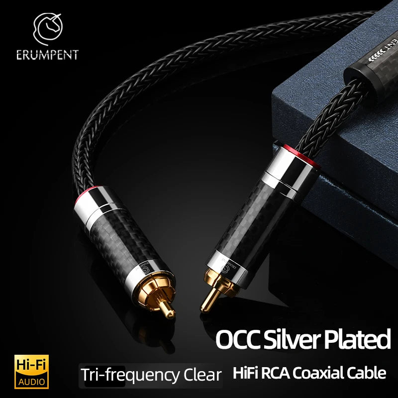 Premium 75Ω Silver Plated OCC RCA Coaxial Cable for HiFi Amplifiers and Subwoofers