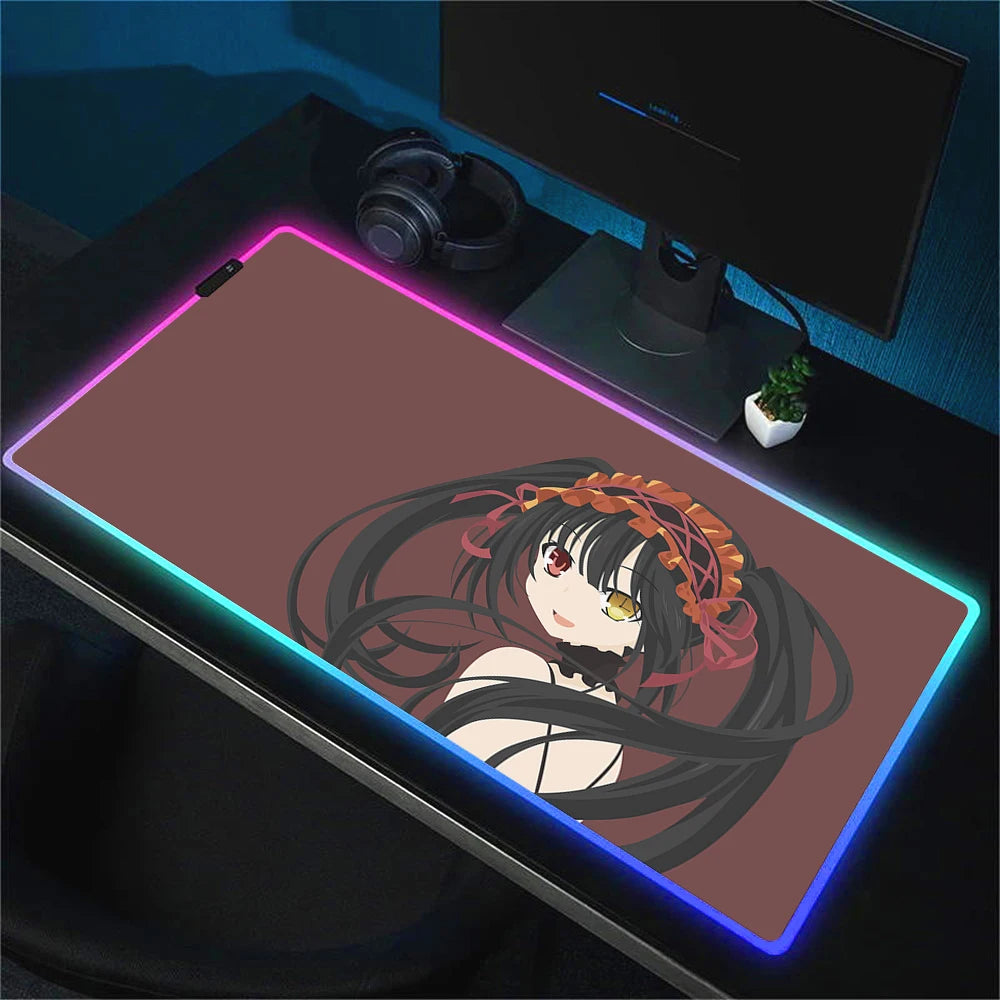 RGB Gaming Mouse Pad with Anime Design Large Non-Slip Backlit Desk Mat for Keyboard and Mouse