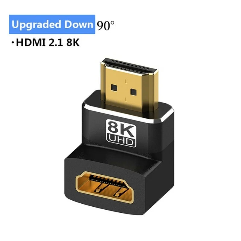 8K HDMI 2.1 Adapter 90°/270° Male–Female 48Gbps for PS5 Roku TV Stick PC & UHD Displays