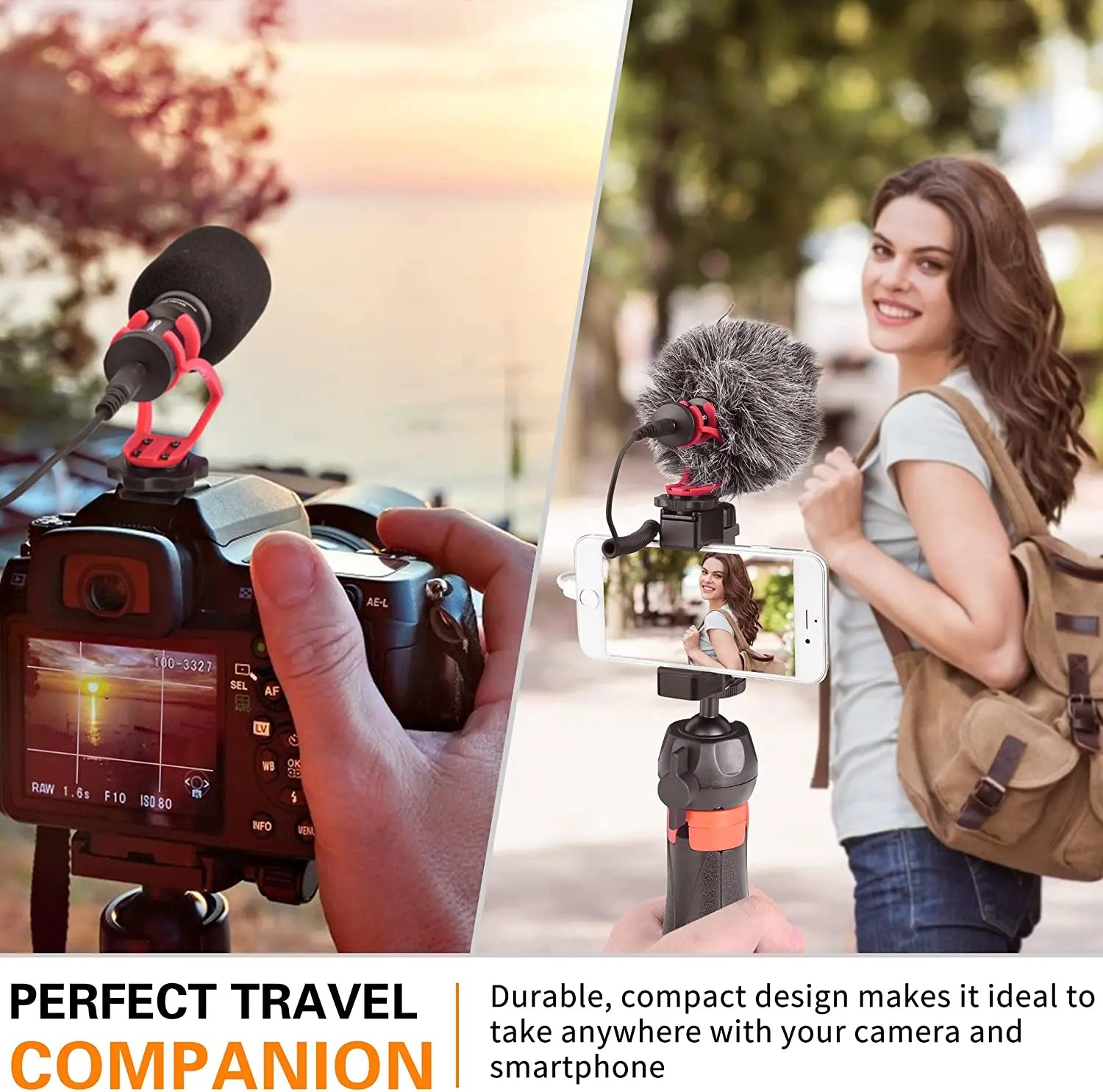 Professional Shotgun Microphone with Shock Mount for Camera Smartphone DSLR Vlogging Audio Recording