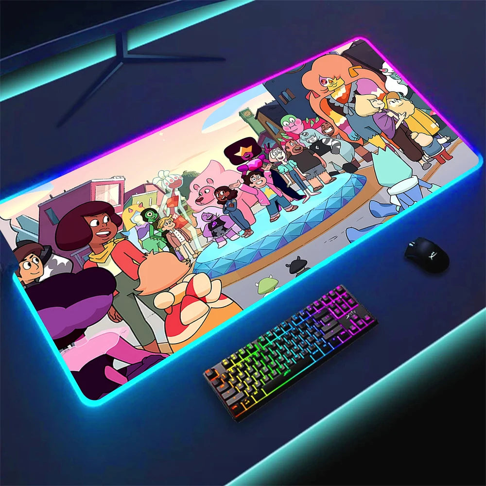 RGB Anime Gaming Mouse Pad with LED Lighting Non-slip Surface Large Waterproof Desk Mat