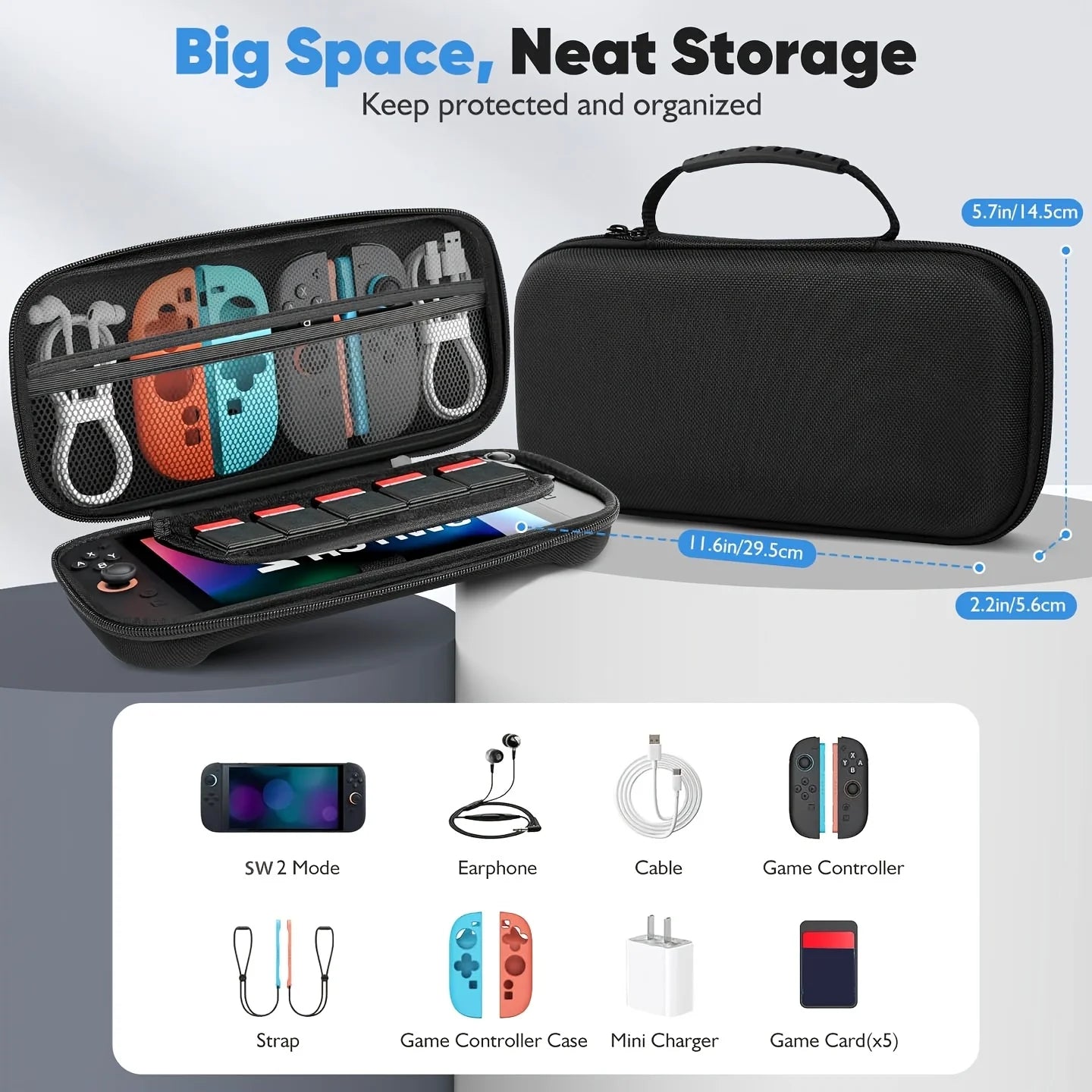 Protective EVA Travel Case for Nintendo Switch 2 with Game Card Slots and Shockproof Storage