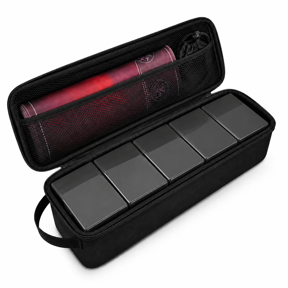 Premium Card Storage Case with Hard EVA Shell and 5 Deck Boxes for Trading and Sports Cards