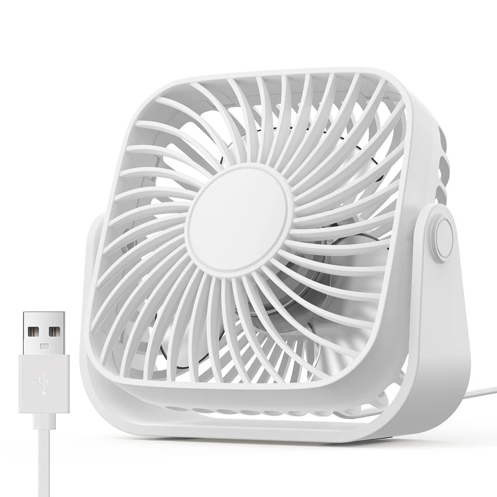 Mini USB Portable Desk Fan with 3-Speed Cooling and 360° Adjustment for Home, Office and Camping Use