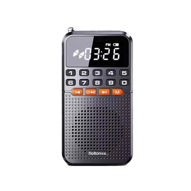 Mini Portable FM Radio and Speaker with LED Torch, Dual Antenna, TF Card, Rechargeable Battery