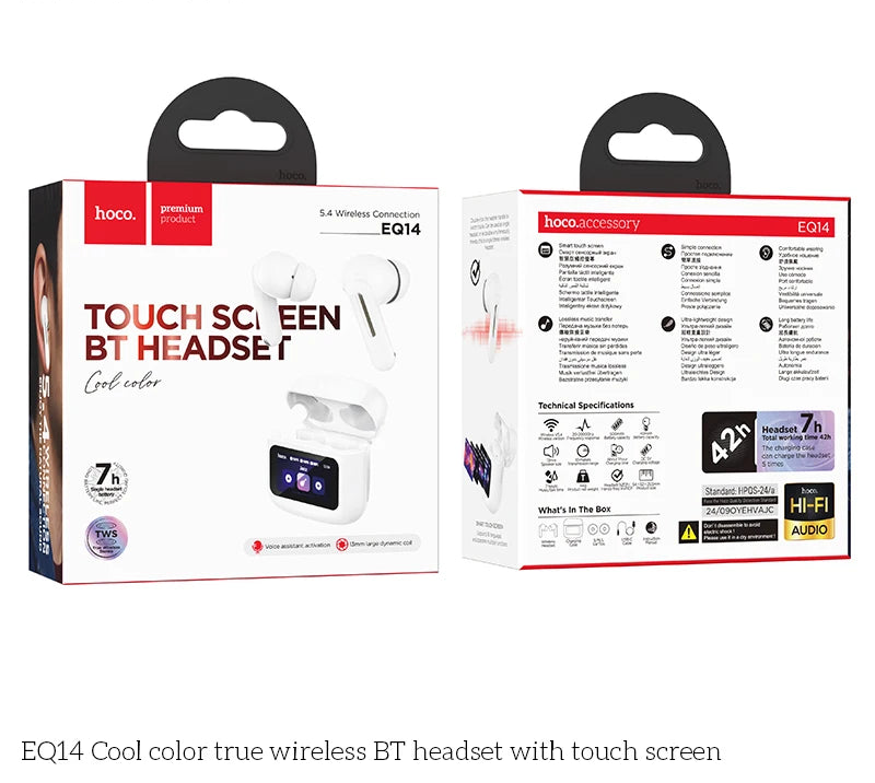 Wireless Bluetooth 5.4 Earbuds with LED Touch Screen Charging Case HiFi Stereo Earphones with Mic