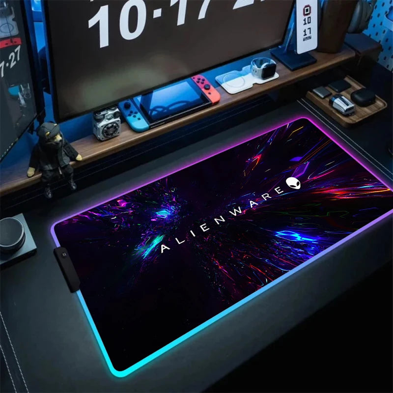 Large RGB LED Mouse Pad with Non-Slip Base, Waterproof Gaming Desk Mat for PC and Laptop Setup