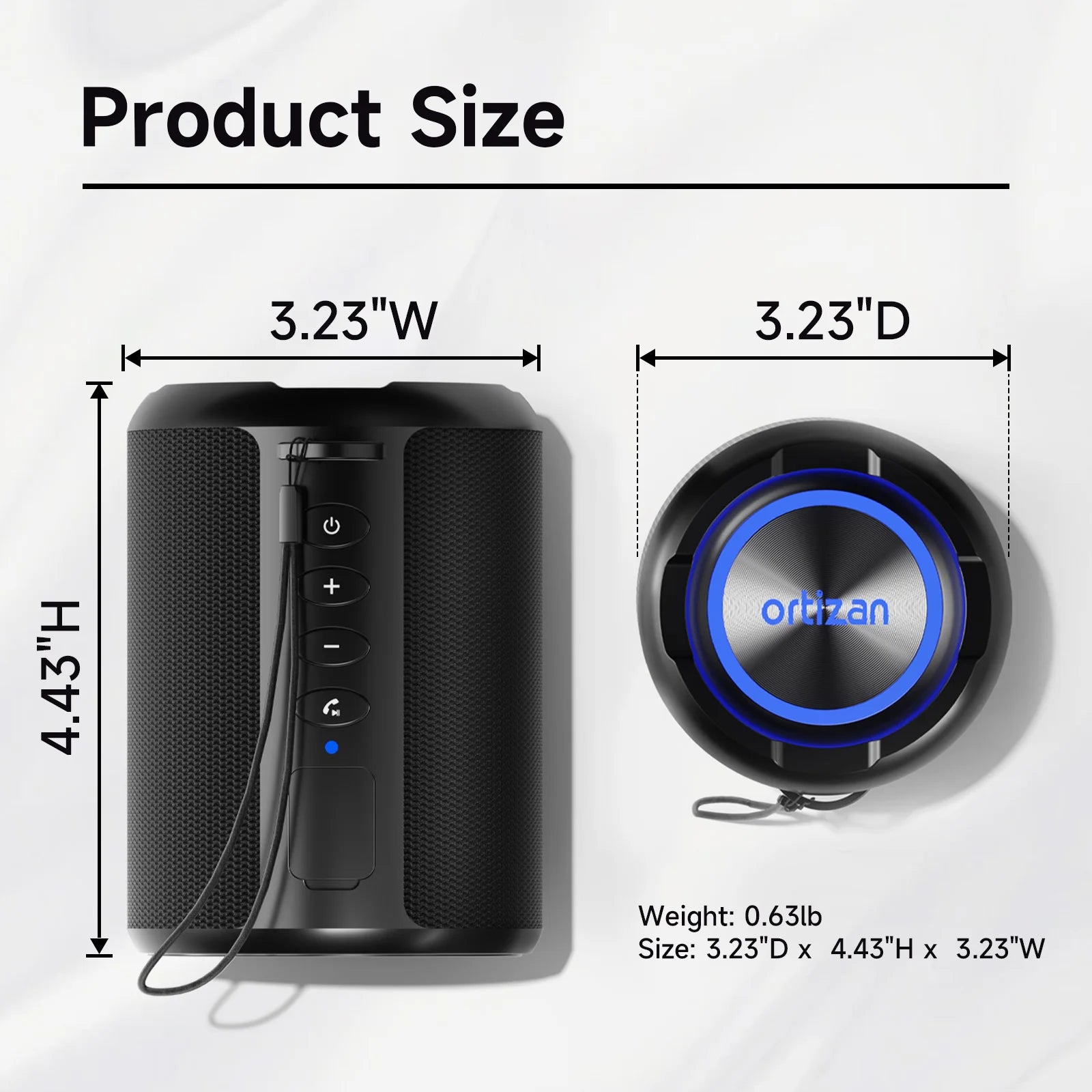 Portable Wireless Bluetooth Speaker with Deep Bass, IPX7 Waterproof Rating and RGB Lights
