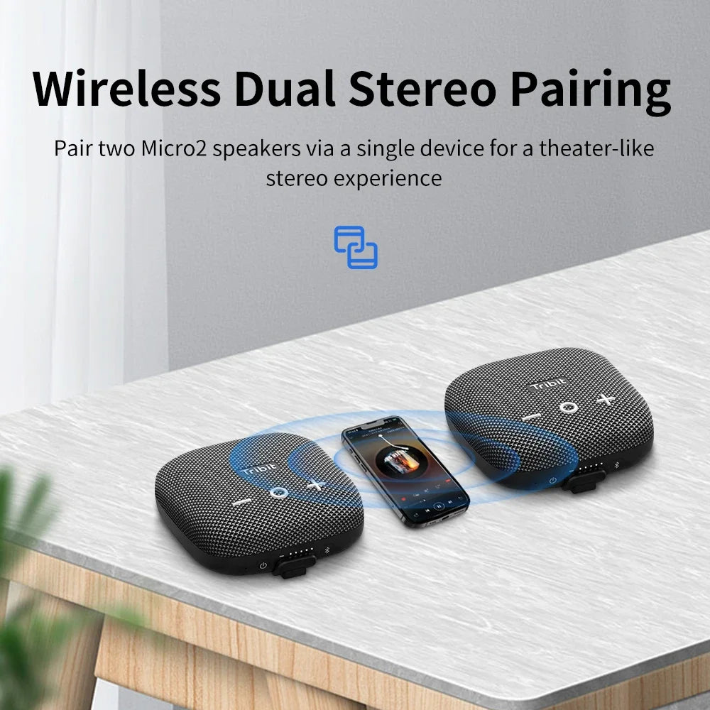 Ultra-Portable Bluetooth Speaker IP67 Waterproof with Deep Bass 10W Power and Built-in Strap