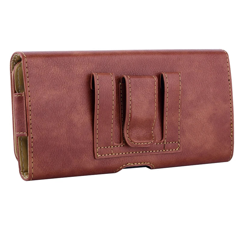 Leather Waist Belt Clip Phone Pouch Compatible with 4.7 to 6.5 Inch Smartphones in Black or Brown