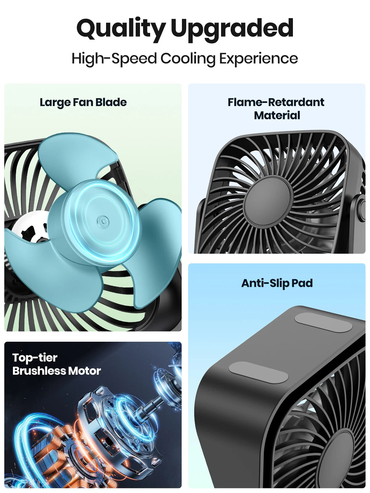 Mini USB Portable Desk Fan with 3-Speed Cooling and 360° Adjustment for Home, Office and Camping Use