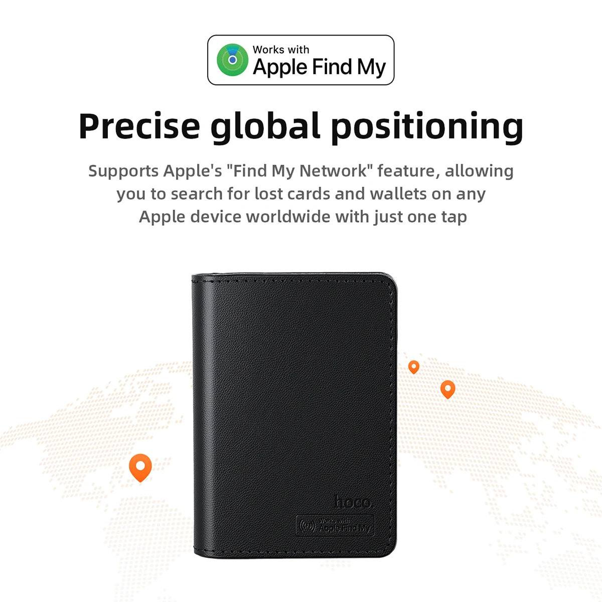 Large Capacity Smart Wallet Card Holder with Apple Find My Network GPS and Wireless Charging
